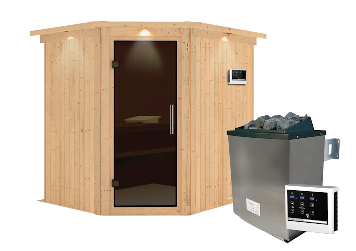 Karibu Sauna Siirin mit Eckeinstieg 68 mm