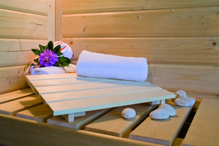 Karibu Sauna Mojave - Massivholzsauna mit Fronteinstieg 38 mm
