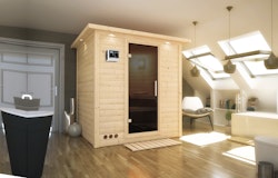 Karibu Sauna Mojave - Massivholzsauna mit Fronteinstieg 38 mm