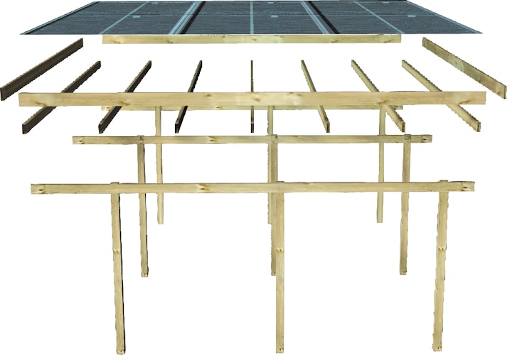 Karibu Doppelcarport Eco 2 mit integriertem Abstellraum mittel - kesseldruckimprägniert