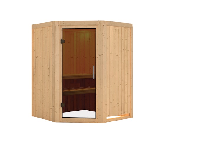 Karibu Sauna Larin mit Eckeinstieg 68 mm