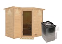 Vorschaubild Karibu Sauna Sahib 2-Massivholzsauna 38 mm -Eckeinstieg - Exklusivoptik