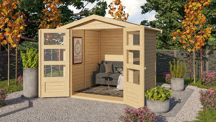 Karibu Woodfeeling Gartenhaus Amberg 2/3/4/5 naturbelassen - 19 mm