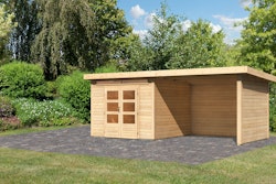 Karibu Woodfeeling Gartenhaus Kandern 6/7 mit 300 cm Schleppdach/Seiten- und Rückwand