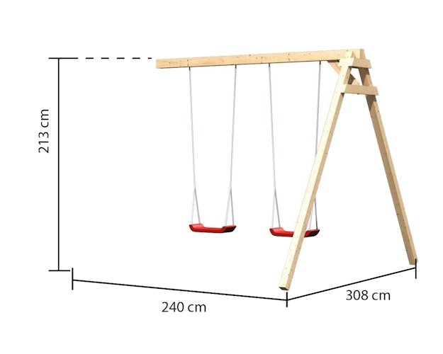 Akubi Kinderspielturm Lotti mit Satteldach inkl. Wellenrutsche, Doppelschaukelanbau und Kletterwand