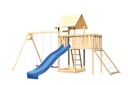 Vorschaubild Akubi Kinderspielturm Lotti mit Satteldach inkl. Wellenrutsche, Doppelschaukelanbau, Anbauplattform und Netzrampe