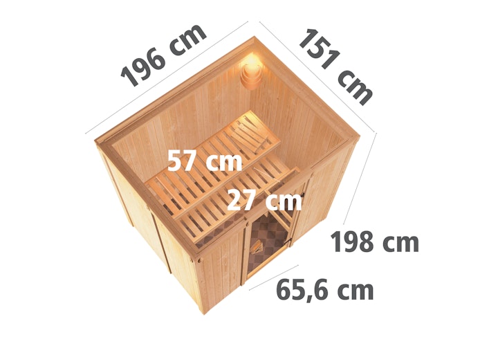 Karibu Sauna Fanja - 68 mm Systemsauna - 230 Volt Plug & Play