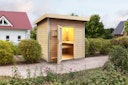 Vorschaubild Karibu Gartensauna Pultdach Saunahaus Norge naturbelassen