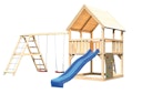 Vorschaubild Akubi Kinderspielturm Luis mit Doppelschaukelklettergerüst, Kletterwand und Wellenrutsche