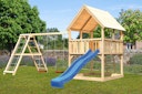 Vorschaubild Akubi Kinderspielturm Luis inkl. Wellenrutsche und Doppelschaukelanbau mit Klettergerüst (Set C)
