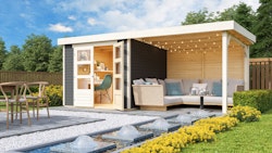 Karibu Woodfeeling Gartenhaus Askola 2/3/3,5/4/5 mit 280 cm Schleppdach + Rückwand