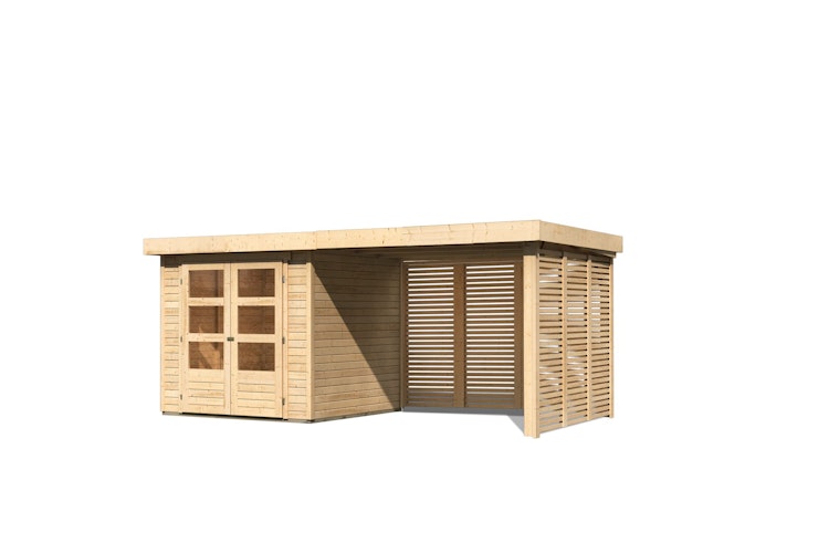 Karibu Woodfeeling Gartenhaus Askola 2/3/3,5/4/5 m. 275 cm Schleppdach/Seiten- und Rückwand in Lamellenoptik
