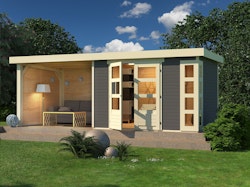 Karibu Woodfeeling Gartenhaus Kerko 3/4/5 mit 280 cm Schleppdach/Seiten- und Rückwand