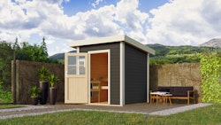 Karibu Gartensauna Pultdach Saunahaus Torge terragrau