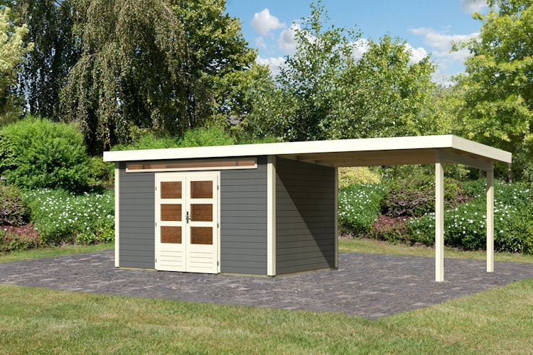 Karibu Woodfeeling Gartenhaus Kandern 6/6,5/7/9 mit 300 cm Schleppdach