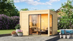Karibu Design Gartenhaus Dice 1 mit Aluminium Schiebetür - 38 mm (Homeoffice-Gartenhaus)