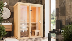 Karibu Sauna Avari 1 Superior mit Fronteinstieg 68 mm - 230 Volt Plug & Play