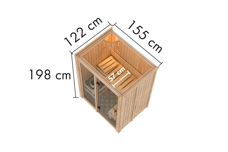 Karibu Sauna Avari 1 Superior mit Fronteinstieg 68 mm - 230 Volt Plug & Play