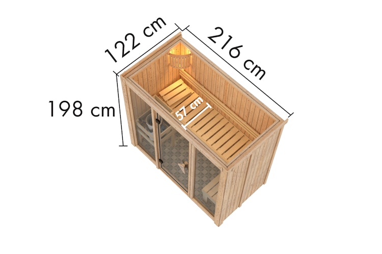 Karibu Sauna Avari 2 Superior mit Fronteinstieg 68 mm - 230 Volt Plug & Play