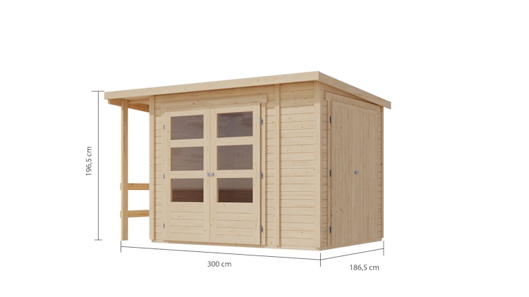Karibu Multifunktionshaus Flexie inkl. Schleppdach und Anbauschrank - 19 mm - Aktionsangebot