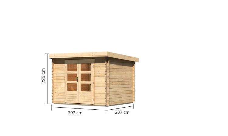 Karibu Gartenhaus Blockbohlenhaus Flora 3/5 - inkl. Dachbegrünungsmaterial
