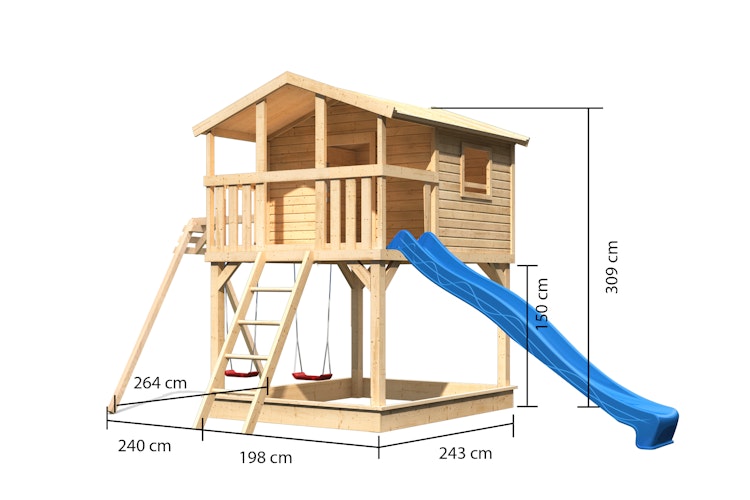 Akubi Kinderspielhaus Kinderspielgerät Benjamin inkl. Wellenrutsche und Doppelschaukelanbau