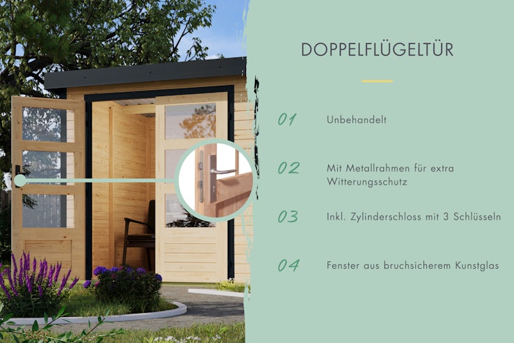 Karibu Metall-Holzgartenhaus Hybridhaus Jupiter A/B/C/D - 19 mm/0,5 mm