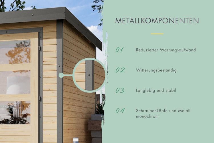 Karibu Metall-Holzgartenhaus Hybridhaus Jupiter A/B/C/D - 19 mm/0,5 mm