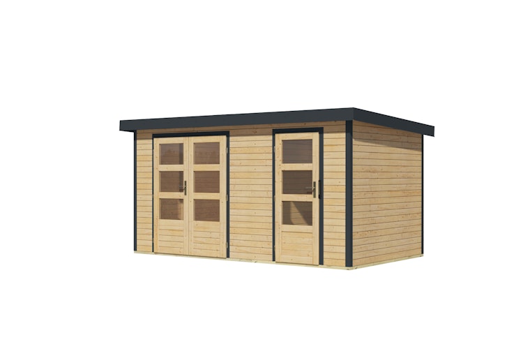 Karibu Metall-Holzgartenhaus Hybridhaus Merkur A/B/C/D - 19 mm/0,5 mm - Mittelwandhaus 