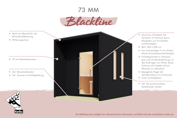 Karibu Design Saunahaus Laguna Blackline - 73 mm