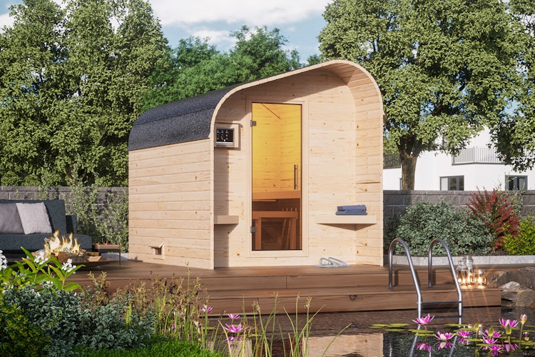 Karibu Gartensauna/Saunafass Fasshaus 2 asymmetrisch