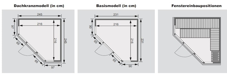 Karibu Sauna Alcinda 2 Superior mit Eckeinstieg 68 mm