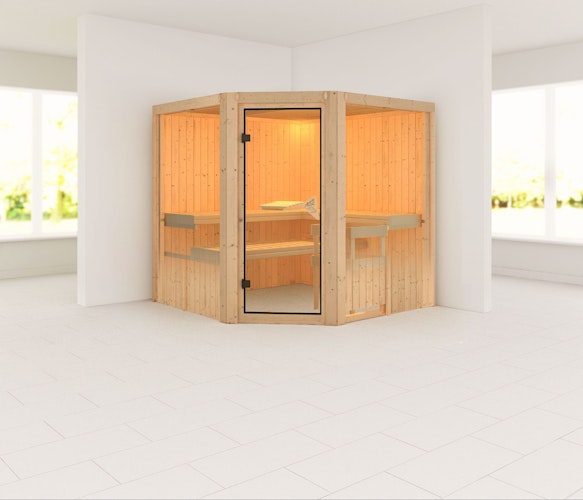 Karibu Sauna Jarin mit Eckeinstieg 68 mm