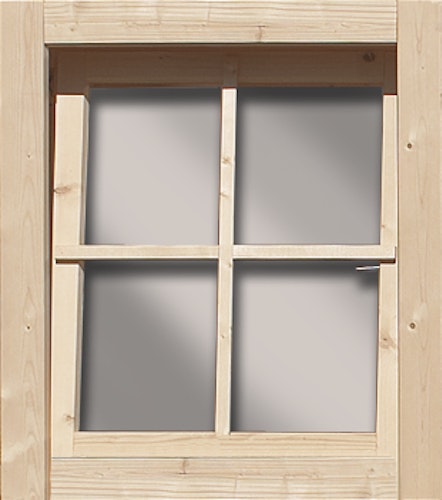 Karibu Dreh-/ Kippfenster für 28 mm Häuser und Carports 69 x 79 cm