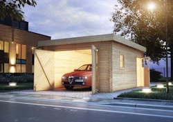 Karibu Flachdach Garage mit Tor - 38 mm