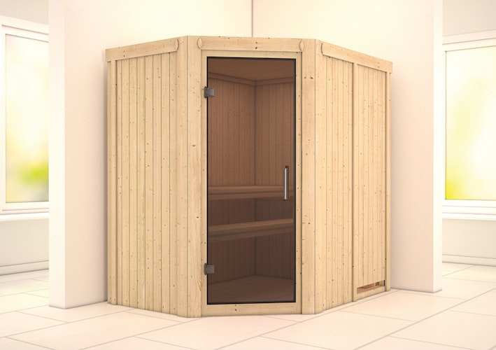 Karibu Sauna Carin mit Eckeinstieg 68 mm