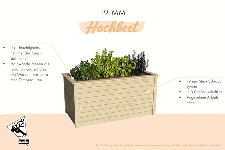 Karibu Hochbeet Style - 860 l Fassungsvermögen 19 mm Wandstärke - Aktionsangebot