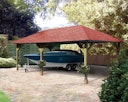 Vorschaubild Karibu 4-Eck Pavillon Holm 1/2 kesseldruckimprägniert Sparset inkl. Dachschindeln