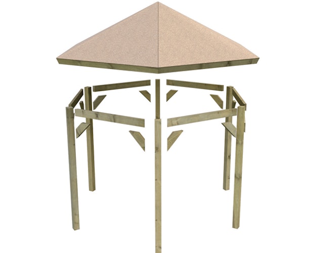 Karibu 6-Eck Pavillon Oslo 2 kesseldruckimprägniert Sparset inkl. Dachschindeln