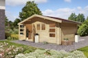 Vorschaubild Karibu Woodfeeling Blockbohlenhaus Mittelwandhaus Lagor 1/2- 38 mm