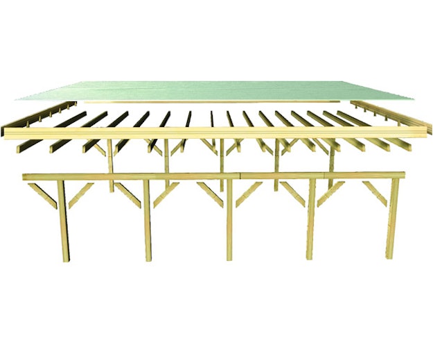 Karibu Carport Doppelcarport Classic Doppel 2 - kesseldruckimprägniert