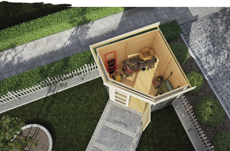 Karibu Gartenhaus Gerätehaus Goldendorf 3 mit 280 cm Schleppdach - 19 mm