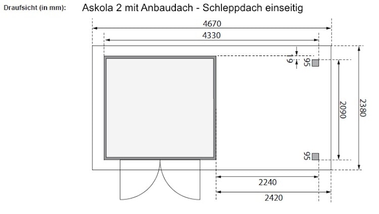 Karibu Woodfeeling Gartenhaus Askola 2/3/3,5/4/5/6 mit 240 cm Schleppdach + Rückwand