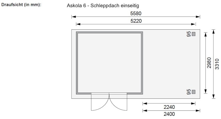Karibu Woodfeeling Gartenhaus Askola 2/3/3,5/4/5/6 mit 240 cm Schleppdach + Rückwand