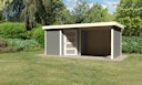 Vorschaubild Karibu Woodfeeling Gartenhaus Schwandorf 3/5 inkl. 275 cm Schleppdach/Seiten- und Rückwand