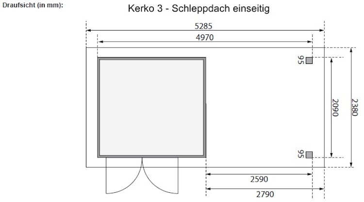 Karibu Woodfeeling Gartenhaus Kerko 3/4/5 mit 280 cm Schleppdach inkl. Rückwand - 19 mm