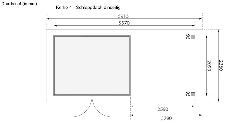 Karibu Woodfeeling Gartenhaus Kerko 3/4/5 mit 280 cm Schleppdach inkl. Rückwand - 19 mm