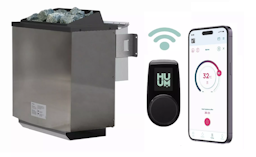 Karibu 9 kW Bio-Kombiofen anthrazit inkl. Huum WLAN Steuergerät mit App-Steuerung Karibu 9 kW Bio-Kombiofen anthrazit inkl. Huum WLAN Steuergerät mit App-SteuerungZubehörbild