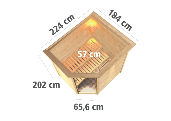 Karibu Woodfeeling Sauna Mia - 38 mm Massivholz Aktionssauna