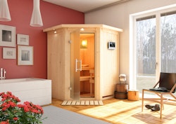 Karibu Sauna Larin mit Eckeinstieg 68 mm